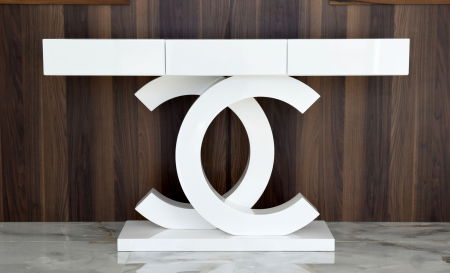 Produse - Consola alb lucios cu 3 sertare 130x40x80 cm Model X2