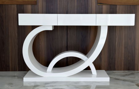 Produse - Consola alb lucios cu 3 sertare 140x40x80 cm Model X1