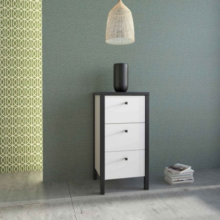 Produse - Noptiera Trio 35x70x30 cm Nuanta Alb/Negru