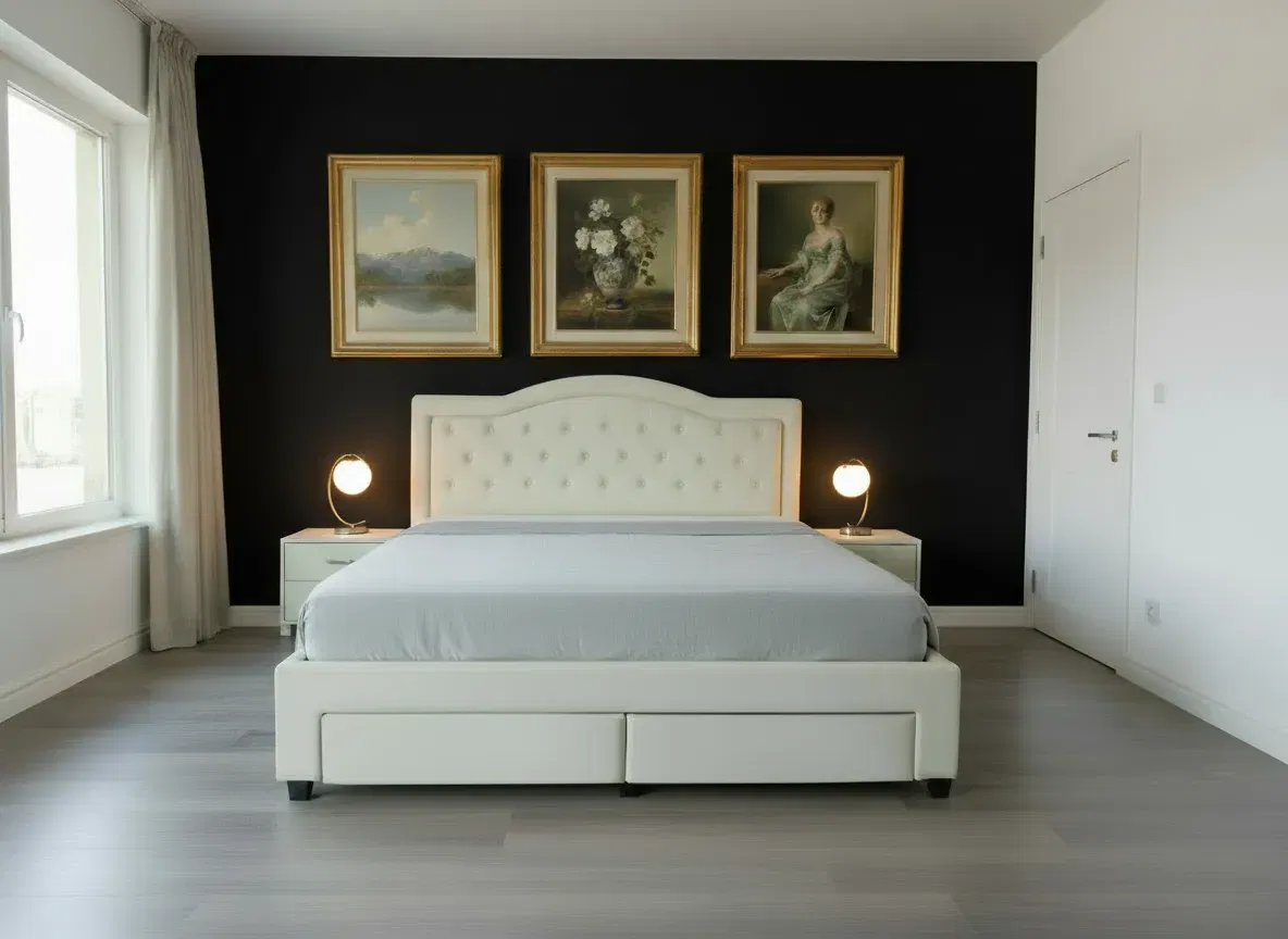 Produse - Pat Terasino cu sertare 160x200 cm Tapitat Catifea Bej