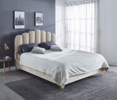 Produse - Pat Cloud 160x200 cm Tapitat Catifea Crem