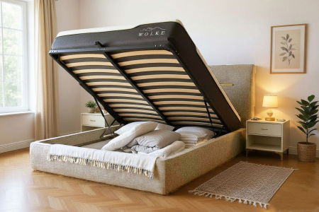 Produse - PAT COZY 160X200 CU LADA DE DEPOZITARE STOFA BEJ