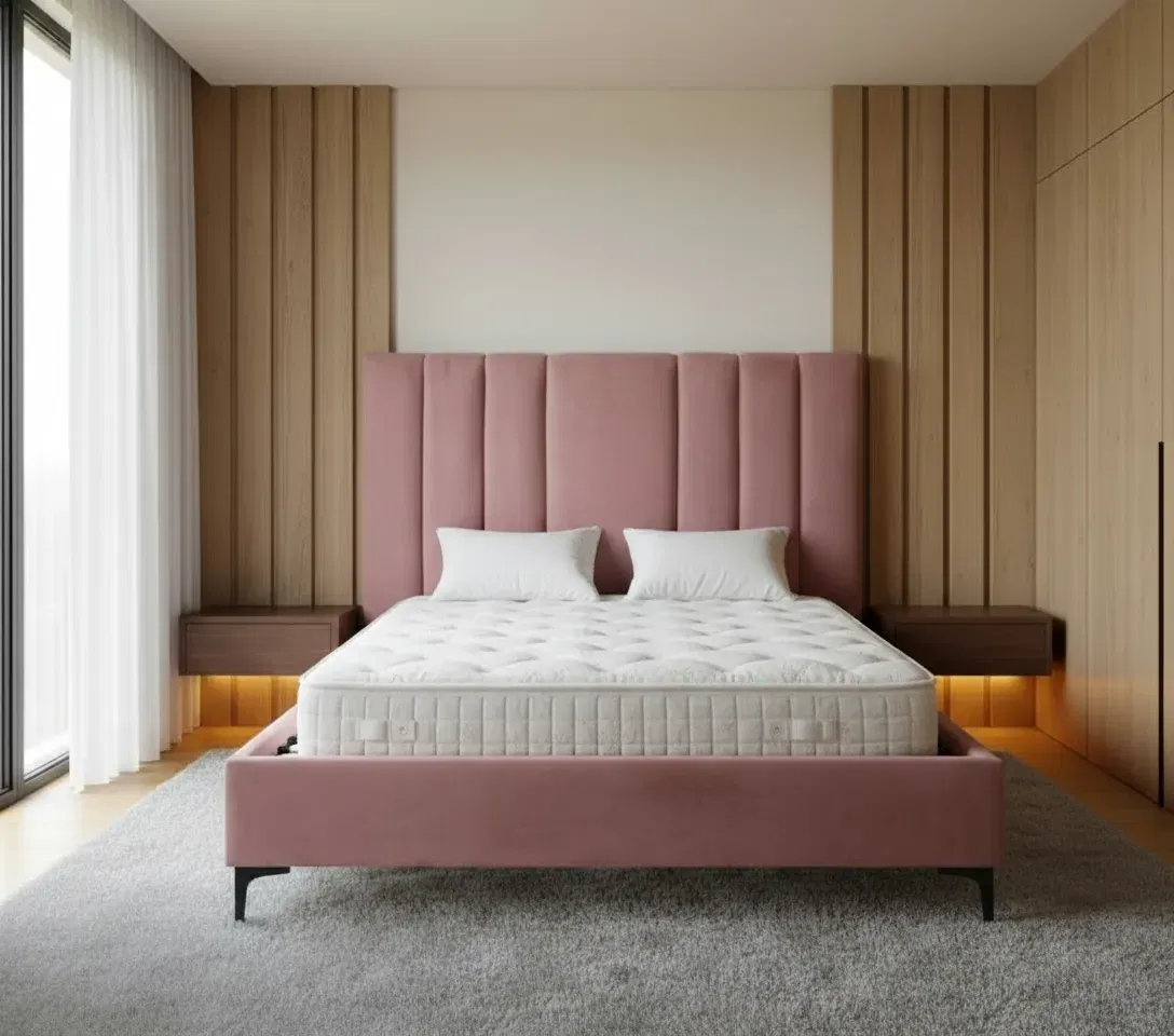 Produse - Pat Deja Vu 160x200 cm Tapitat Catifea Roz