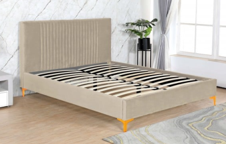 Paturi - Pat Elegance 160x200 cm Tapitat Catifea Camel