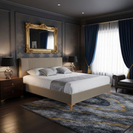 Paturi - Pat Elegance 180x200 cm Tapitat Catifea Camel