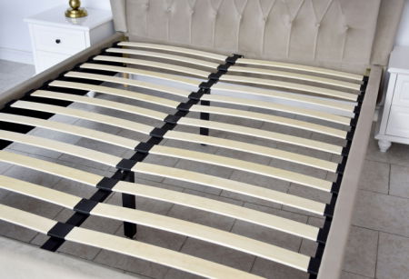 Pat Lora 160x200 cm Tapitat Catifea Bej Somiera Inclusa [6]