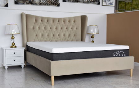 Pat Lora 160x200 cm Tapitat Catifea Bej Somiera Inclusa [5]