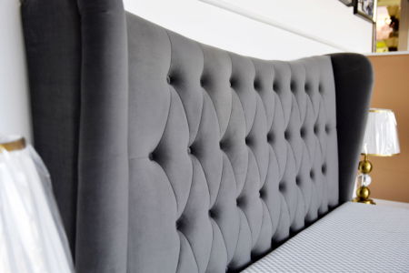 Pat Lora 180x200 cm Tapitat Catifea Gri Somiera Inclusa [2]