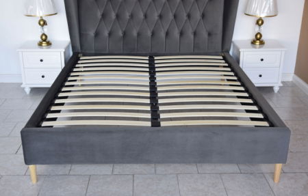 Pat Lora 180x200 cm Tapitat Catifea Gri Somiera Inclusa [5]