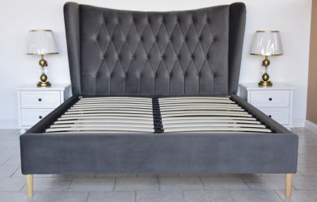 Pat Lora 180x200 cm Tapitat Catifea Gri Somiera Inclusa [7]