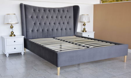 Pat Lora 180x200 cm Tapitat Catifea Gri Somiera Inclusa [6]