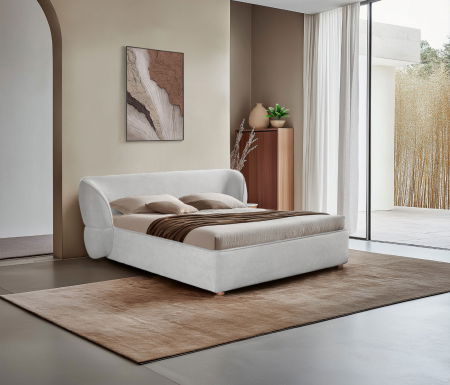 Produse - Pat Lotus 160x200 cm Tapitat Stofa Crem