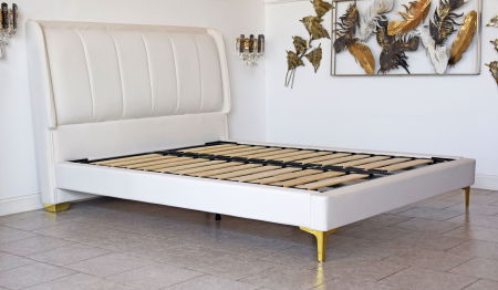 Pat Medusa 160x190 cm Tapitat Catifea Nuanta Crem Somiera Inclusa (cod 9925) [2]