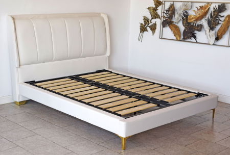 Pat Medusa 160x190 cm Tapitat Catifea Nuanta Crem Somiera Inclusa (cod 9925) [4]