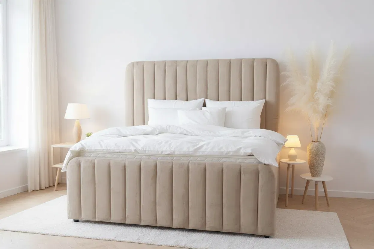 Produse - PAT MELINDA 160X200 CU LADA DE DEPOZITARE BEJ