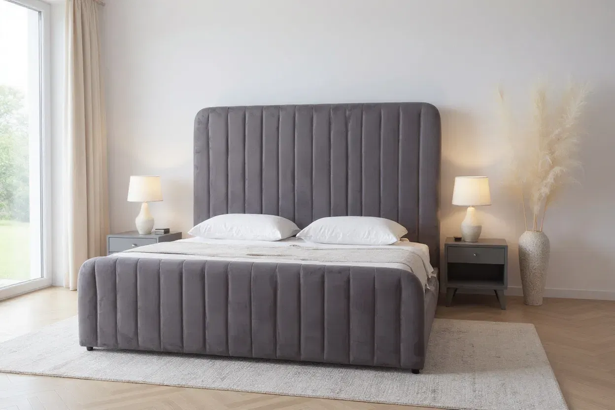 Produse - PAT MELINDA 180X200 CU LADA DE DEPOZITARE GRI