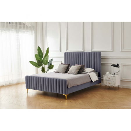 Paturi - Pat Melissa 160x200 Tapitat Catifea Gri