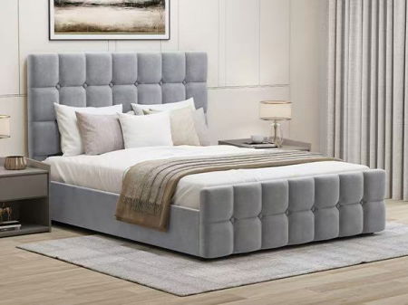 Produse - Pat Metropol 160x200 cm Lada Depozitare Tapitat Gri Somiera inclusa
