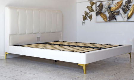 Pat Minelli 160x190 cm Tapitat Catifea Nuanta Crem Somiera Inclusa (cod RC65) [2]