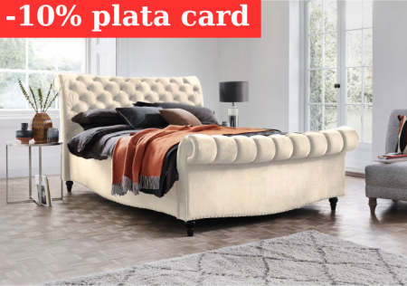 Produse - Pat Misterio 180x200 cm Tapitat Catifea Crem