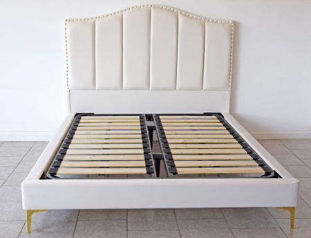 Pat Musset 140x190 cm Tapitat Catifea Nuanta Crem Somiera Inclusa (cod 6607) [4]