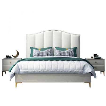 Pat Musset 140x190 cm Tapitat Catifea Nuanta Crem Somiera Inclusa (cod 6607) [2]