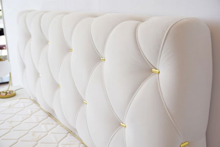 Pat Myra 140x190 cm Tapitat Catifea Nuanta Crem Somiera Inclusa (cod RC80) [4]