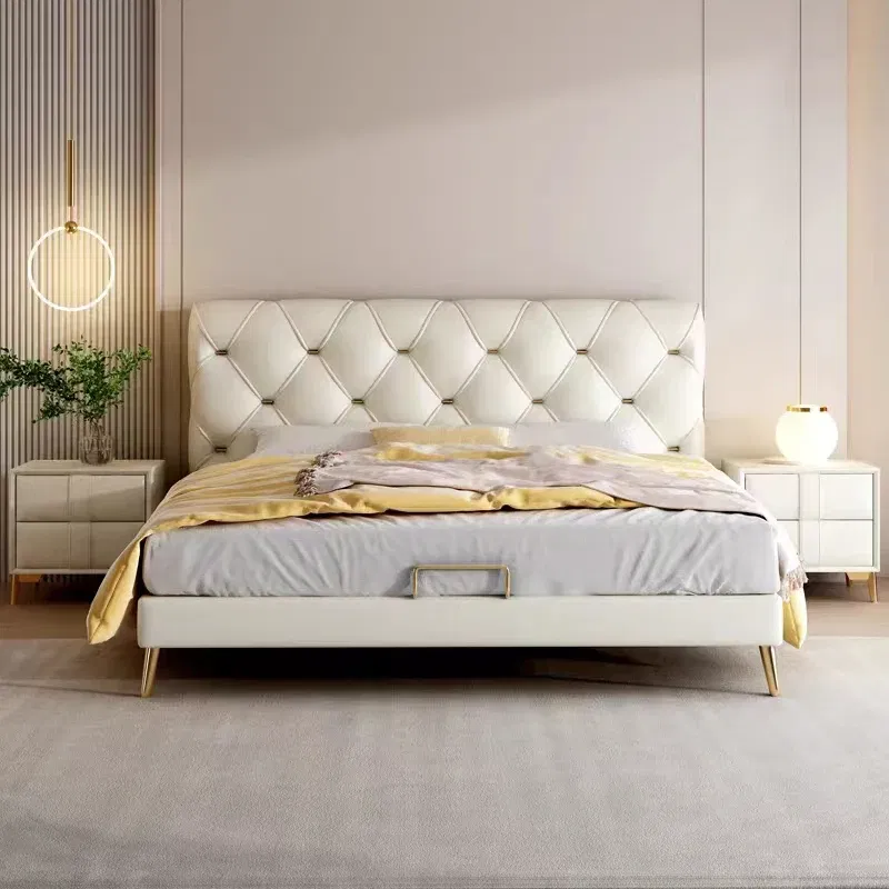 Pat Myra 140x190 cm Tapitat Catifea Nuanta Crem Somiera Inclusa (cod RC80) [1]