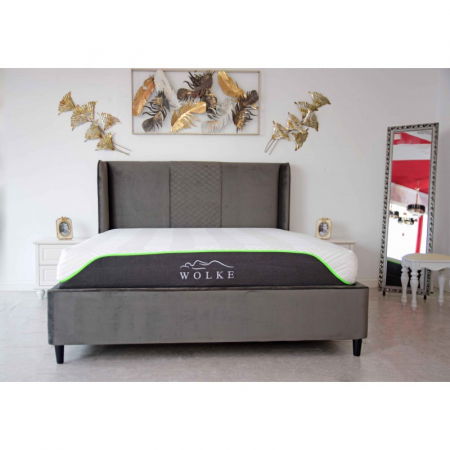 Produse - Pat Oslo 180x200 cm Tapitat Catifea Gri