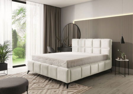 Pat Rubik 160x200 cm Tapitat Catifea Crem Somiera Inclusa ( COD ML 2223-HLR-01) [1]