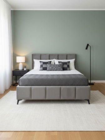 Produse - PAT RUBIK 180X200 CU LADA DE DEPOZITARE CATIFEA GRI