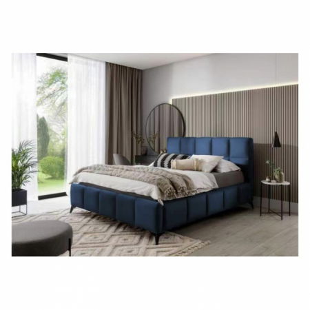 Paturi - Pat Rubik 180x200 cm Tapitat Stofa Albastru