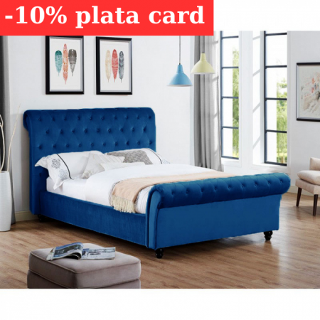 Pat Silver 180x200 cm Tapitat Catifea Albastru [0]