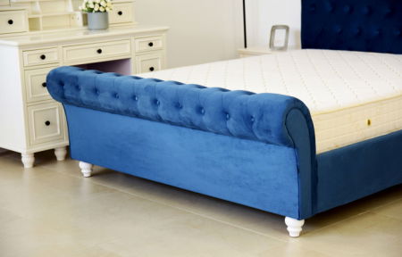 Pat Silver 180x200 cm Tapitat Catifea Albastru [2]