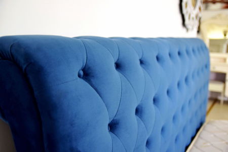 Pat Silver 180x200 cm Tapitat Catifea Albastru [4]