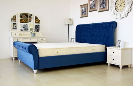 Pat Silver 180x200 cm Tapitat Catifea Albastru [9]