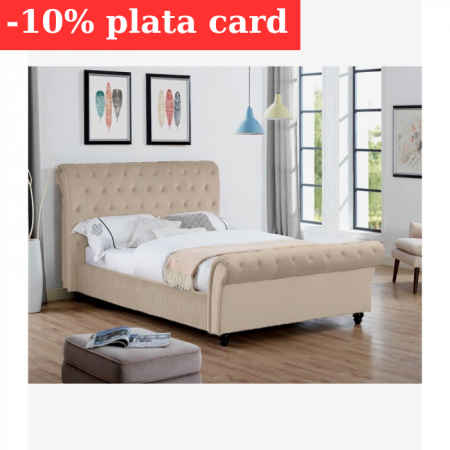 Produse - Pat Silver 180x200 cm Tapitat Catifea Crem