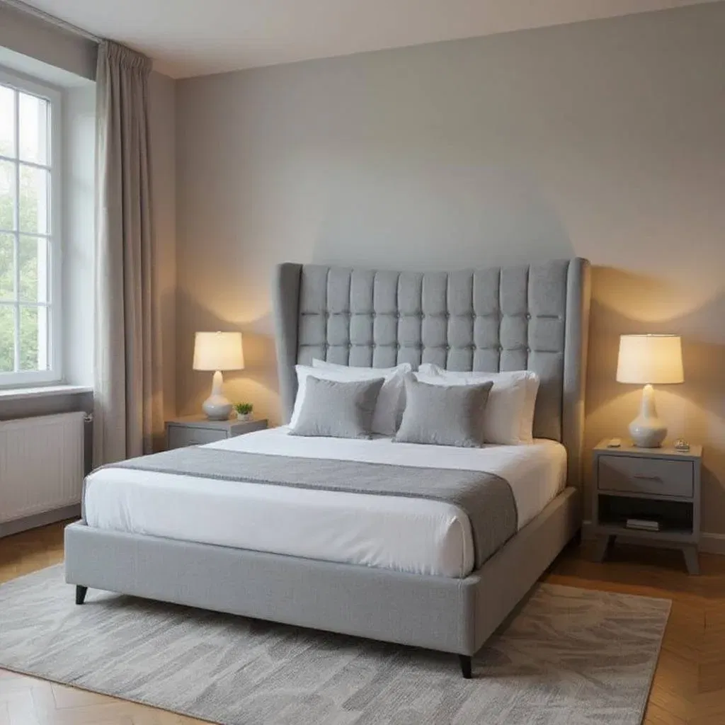 Paturi - Pat Toscana 160x200 cm Tapitat Stofa Gri