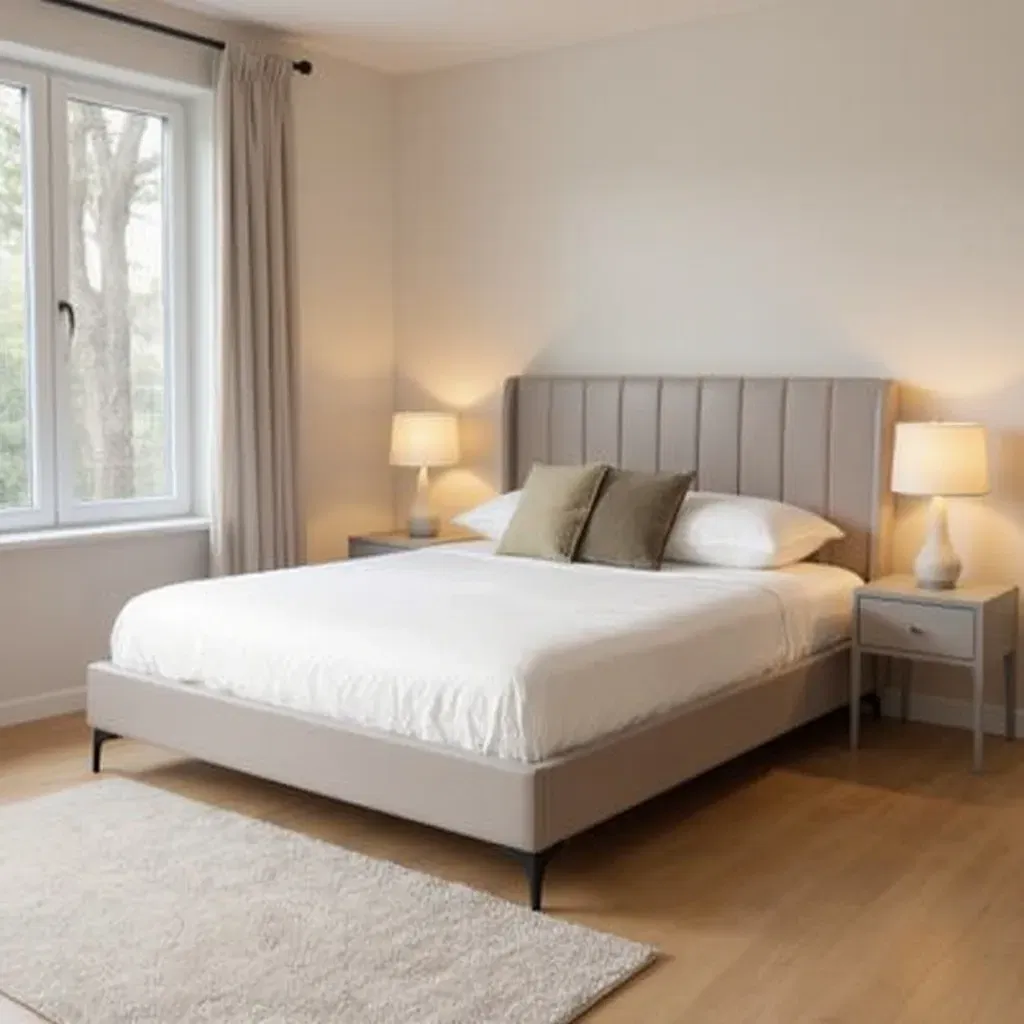 Produse - Pat Tossino 180x200 cm Tapitat Catifea Bej Somiera Inclusa (cod L17)