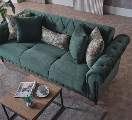 Set 3+2+1 Ibiza Lada Depozitare Tapitat Catifea Verde [9]