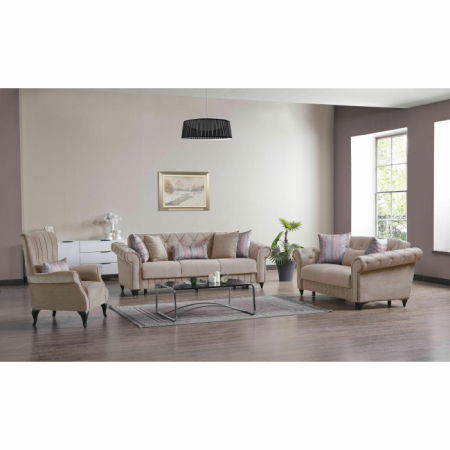 Produse - Set 3+2+1 Ibiza Lada Depozitare Tapitat Catifea Maro Deschis