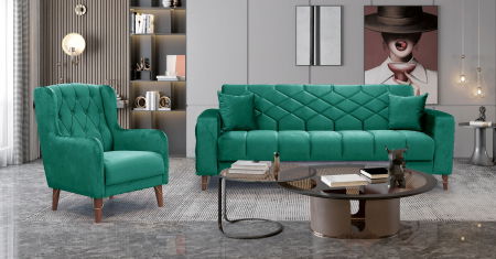 Produse - Set 3+21 Melissa Catifea Lada Depozitare 43-103 Verde