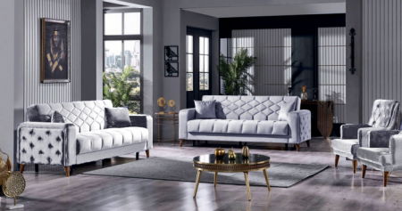 Produse - Set 3+2+1 Melissa Catifea Lada Depozitare 51-103 Gri