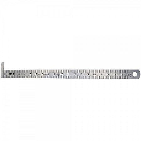 Rigle profesionale - Rigla gradata din INOX cu carlig la 90° cromat mat 500 mm clasa 2