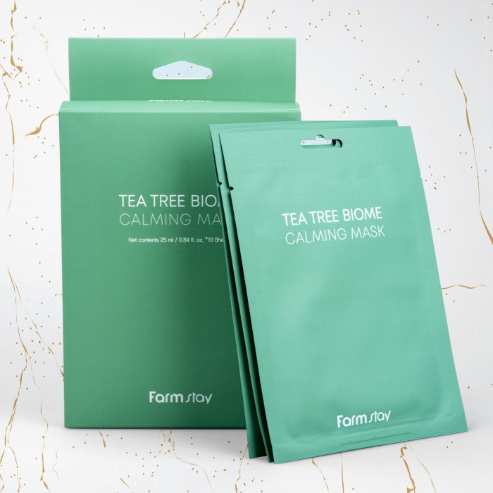 Masca de fata calmanta Farmstay Tea Tree Biome Calming, 25 ml x 10 buc [1]