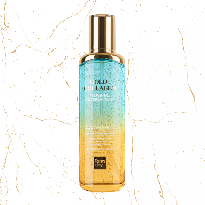 Ser & Toner de fata ( 2 in 1) nutritiv cu colagen si aur Farmstay Gold Collagen Nourishing, 130ml [1]