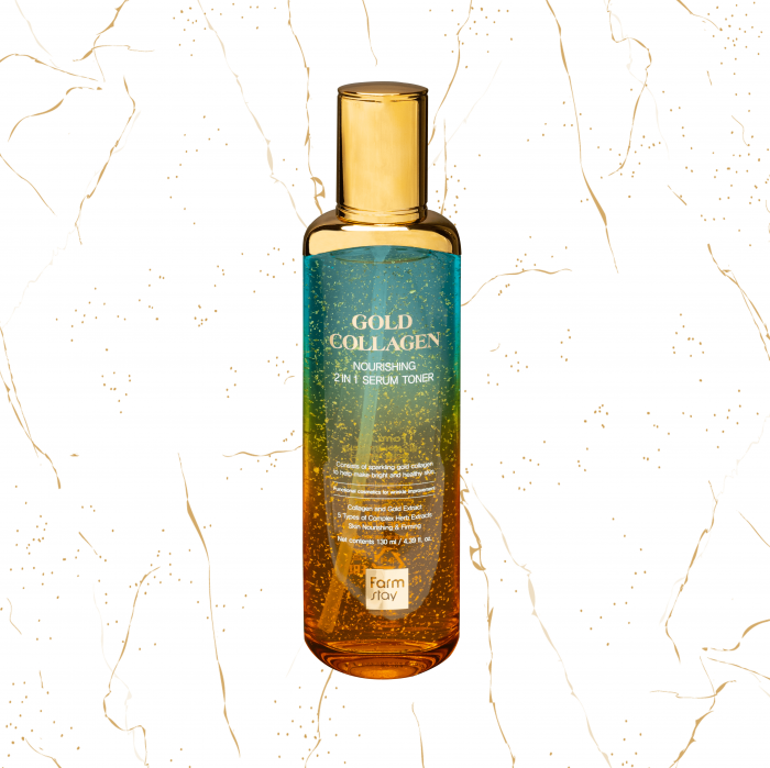Ser & Toner de fata ( 2 in 1) nutritiv cu colagen si aur Farmstay Gold Collagen Nourishing, 130ml [1]