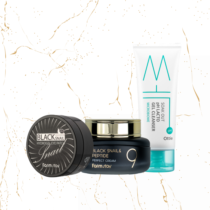 SET cu extract de melc negru Farmstay Black Snail & Peptide  + Gel de curatare Ottie Soak out pH Lacto, 100 ml - GRATUIT [1]