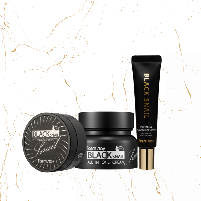 SET cu extract de melc negru Farmstay Black Snail:Crema de fata cu extract de melc negru Farmstay Black Snail All-In One, 100ml + Patch-uri pentru ochi cu extract de melc negru Farmstay Black Snail Hy [1]