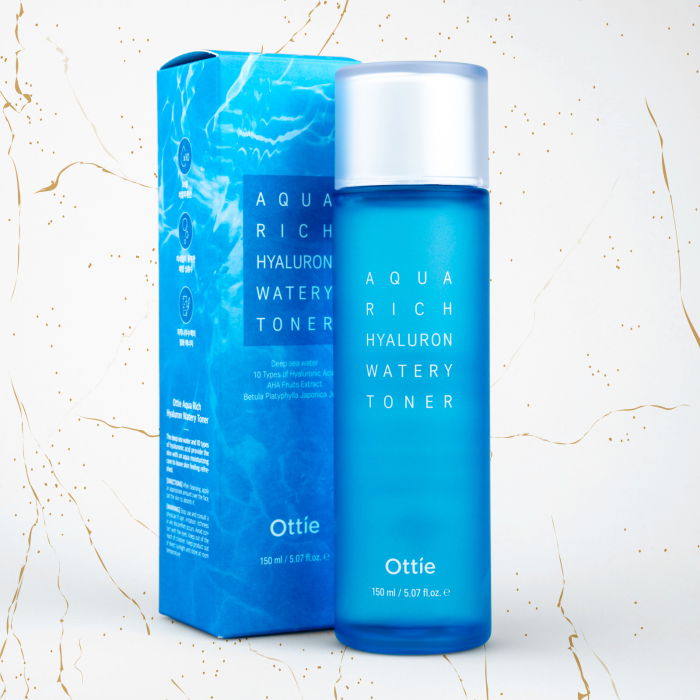 Toner de fata cu acid hialuronic Ottie Aqua Rich Hyaluron Watery, 150 ml [2]